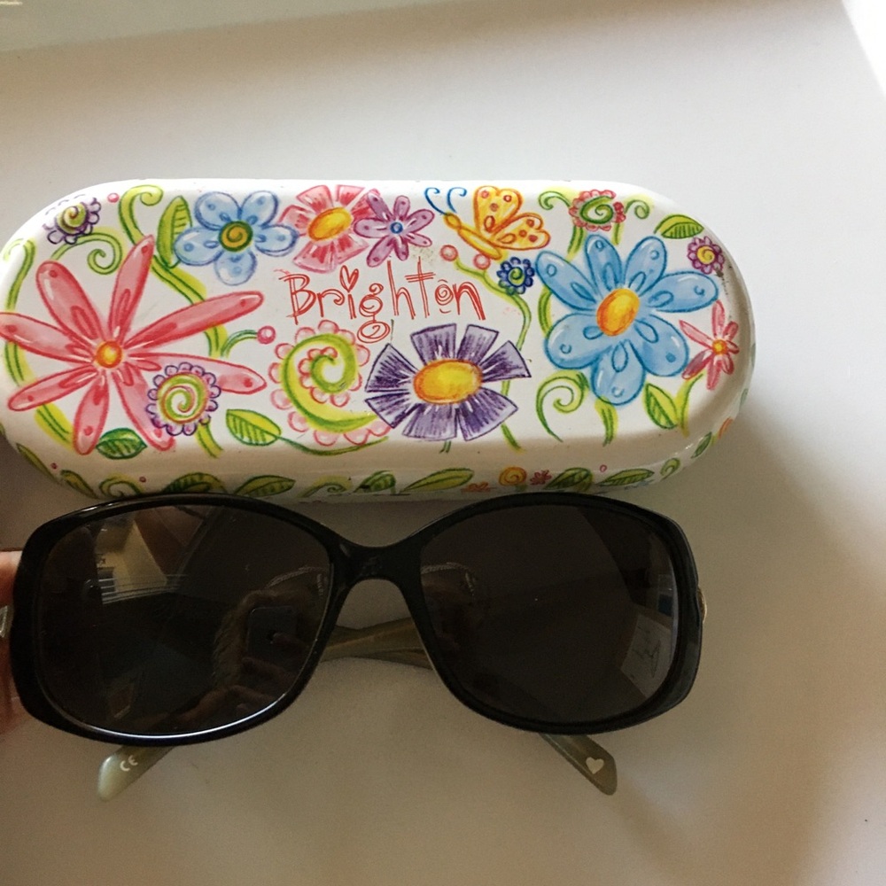 Vintage 70’s Brighton Silver Plated Scroll In the Park Sunglasses with case